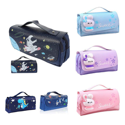 Functional Pencil Case Stationery Bag Pen Holder Storage Organizer for School - 02