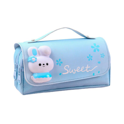 Functional Pencil Case Stationery Bag Pen Holder Storage Organizer for School - 06