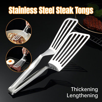 Stainless Steel Steak Tongs Multi-Functional Kitchen Tool for BBQ and Fried Fish