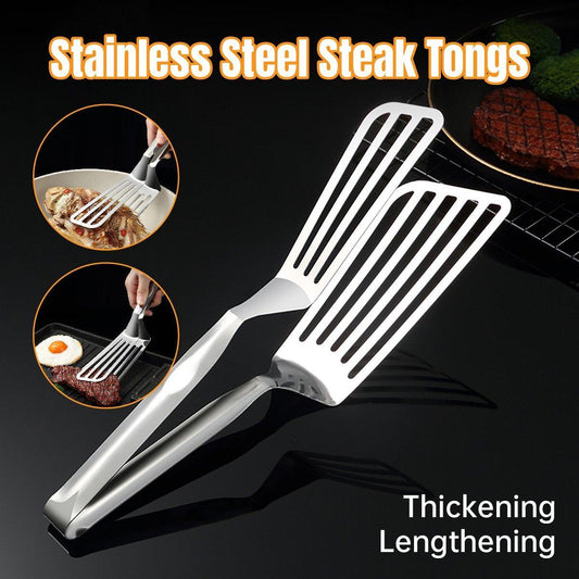 Stainless Steel Steak Tongs Multi-Functional Kitchen Tool for BBQ and Fried Fish