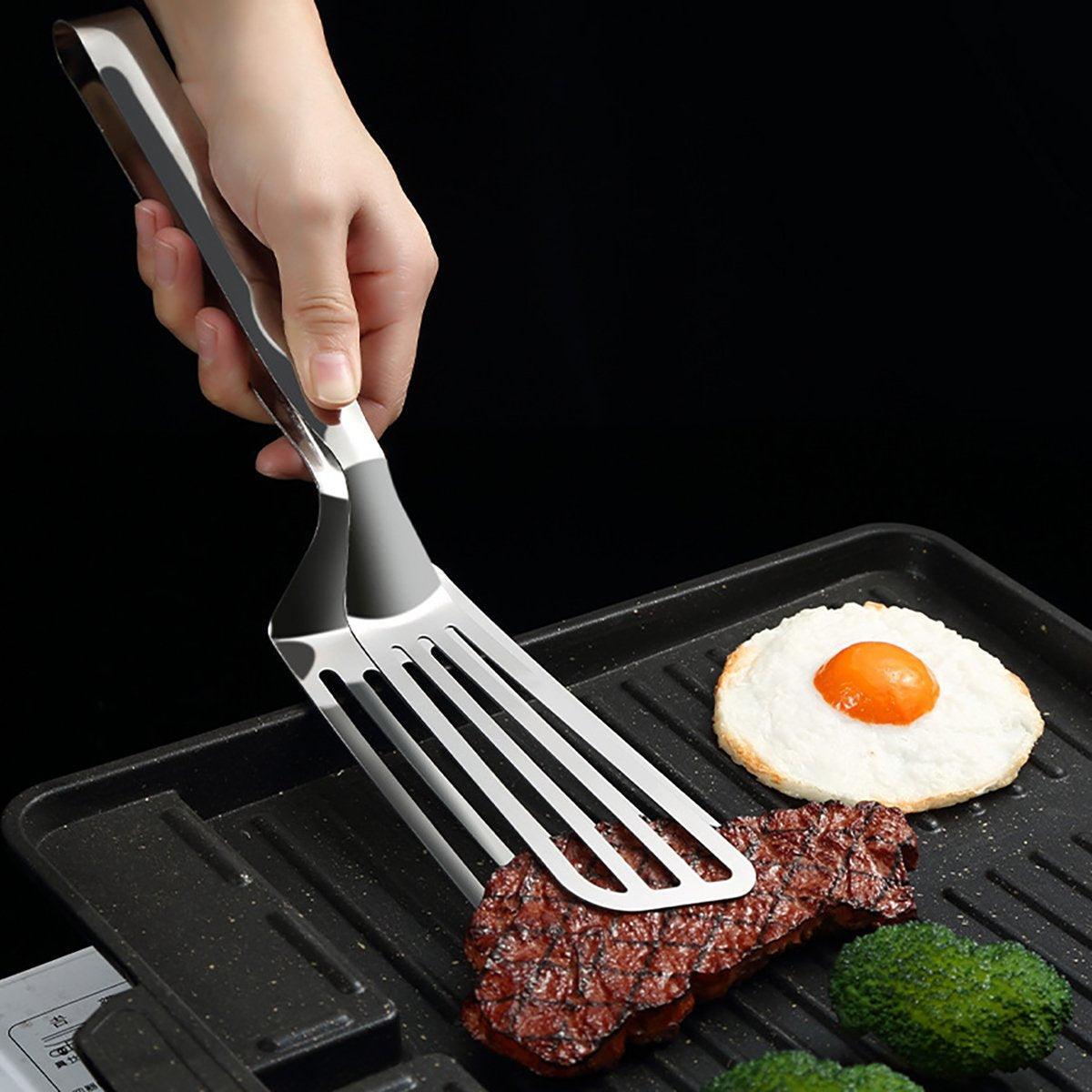 Stainless Steel Steak Tongs Multi-Functional Kitchen Tool for BBQ and Fried Fish