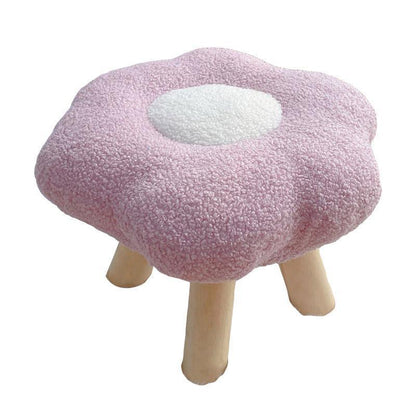 Small Flower Short Stool for Entryway or Living Room Shoe Bench or Footrest - Blue