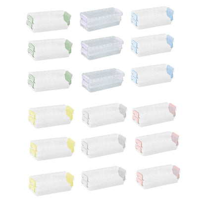 3PCS Clear Plastic Desktop Storage Box 2 Layer Holder DIY Stationery Pencil Case - Green