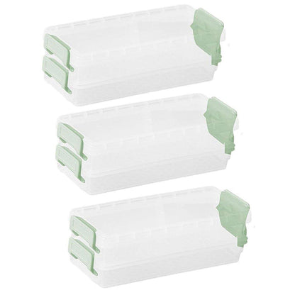 3PCS Clear Plastic Desktop Storage Box 2 Layer Holder DIY Stationery Pencil Case - Green