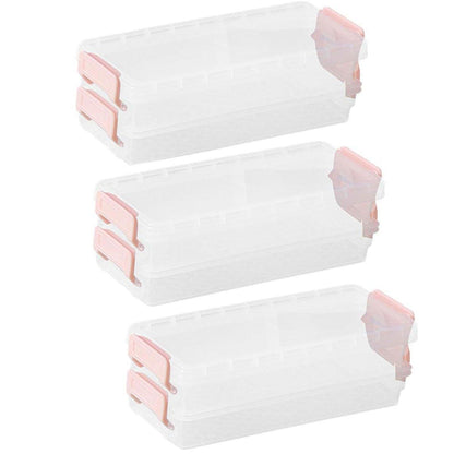3PCS Clear Plastic Desktop Storage Box 2 Layer Holder DIY Stationery Pencil Case - Green