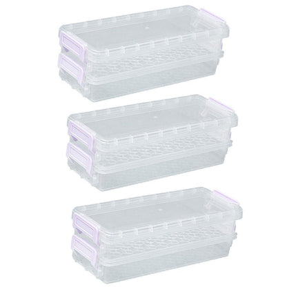 3PCS Clear Plastic Desktop Storage Box 2 Layer Holder DIY Stationery Pencil Case - Green