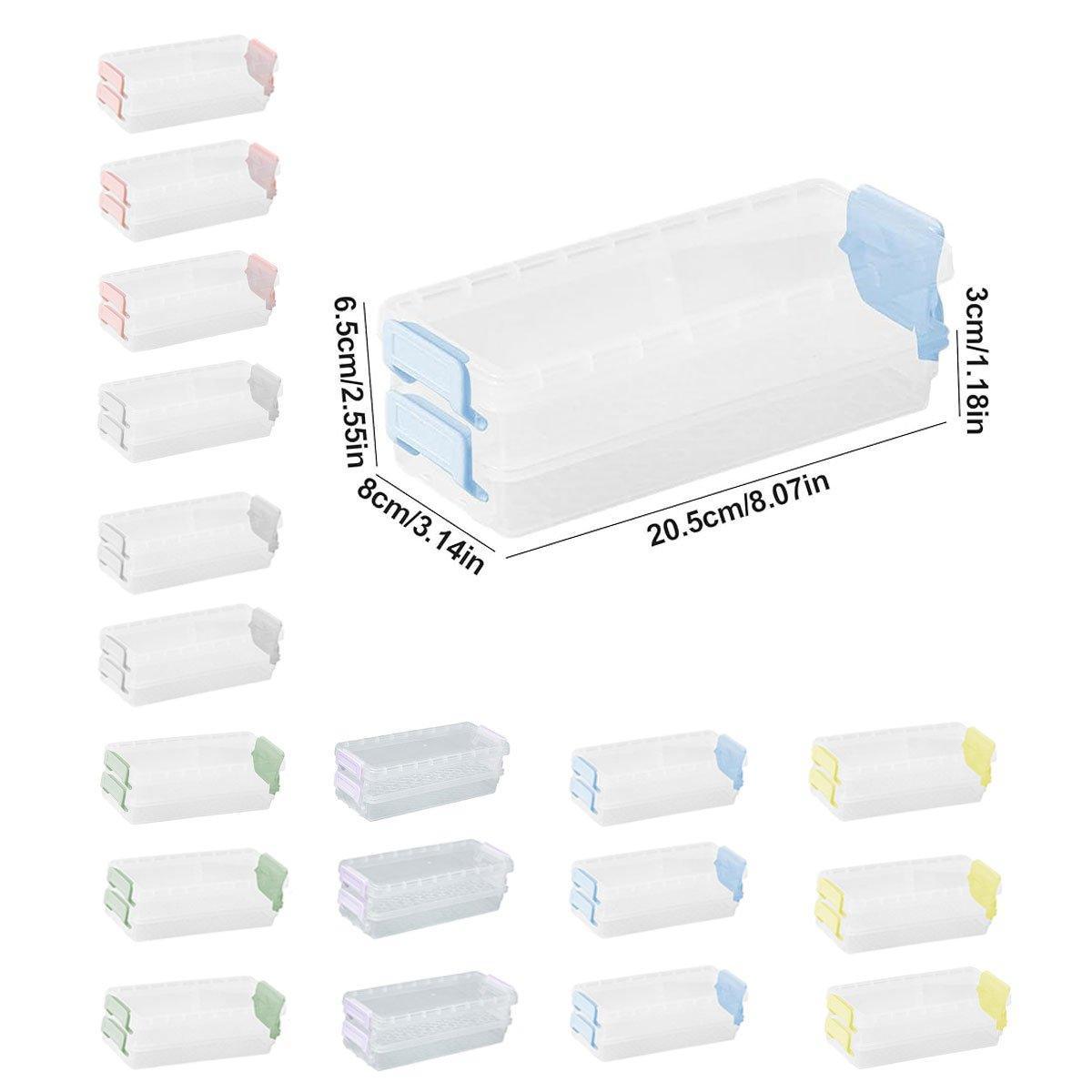 3PCS Clear Plastic Desktop Storage Box 2 Layer Holder DIY Stationery Pencil Case - Yellow
