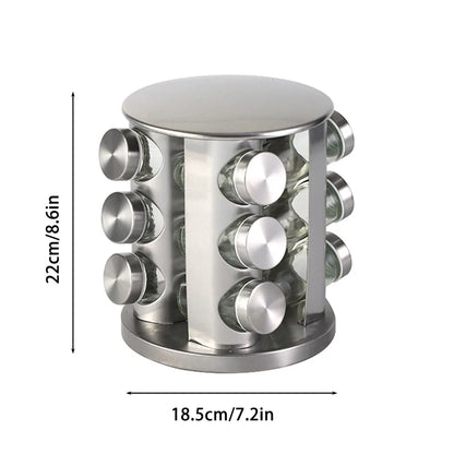 Stainless Steel Rotating Spice Rack Organizer Kitchen Seasoning Jar Holder Use - Mekamart Australia