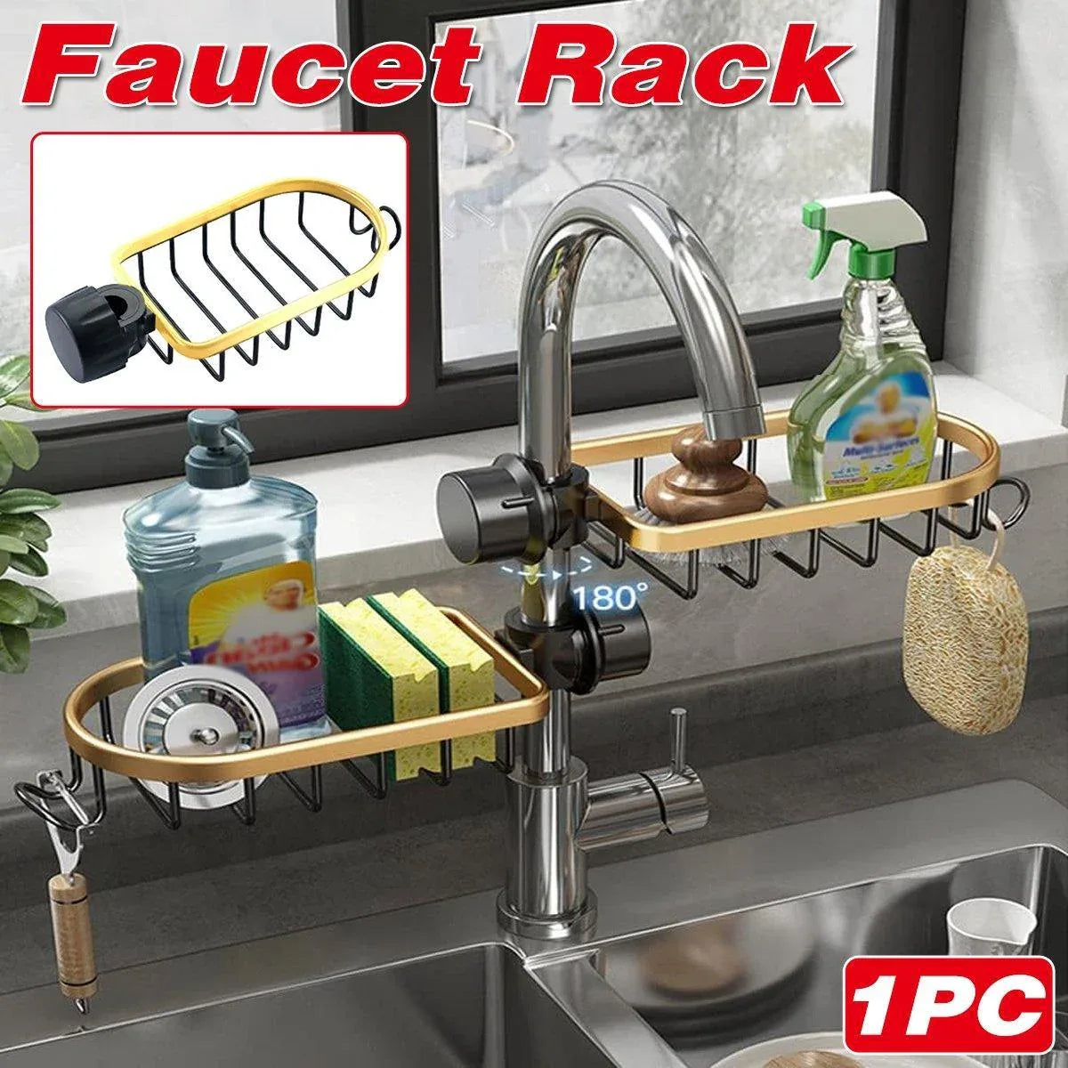 Adjustable Faucet Sink Shelf Drainage Rack Kitchen Storage Organizer for Home - Mekamart Australia