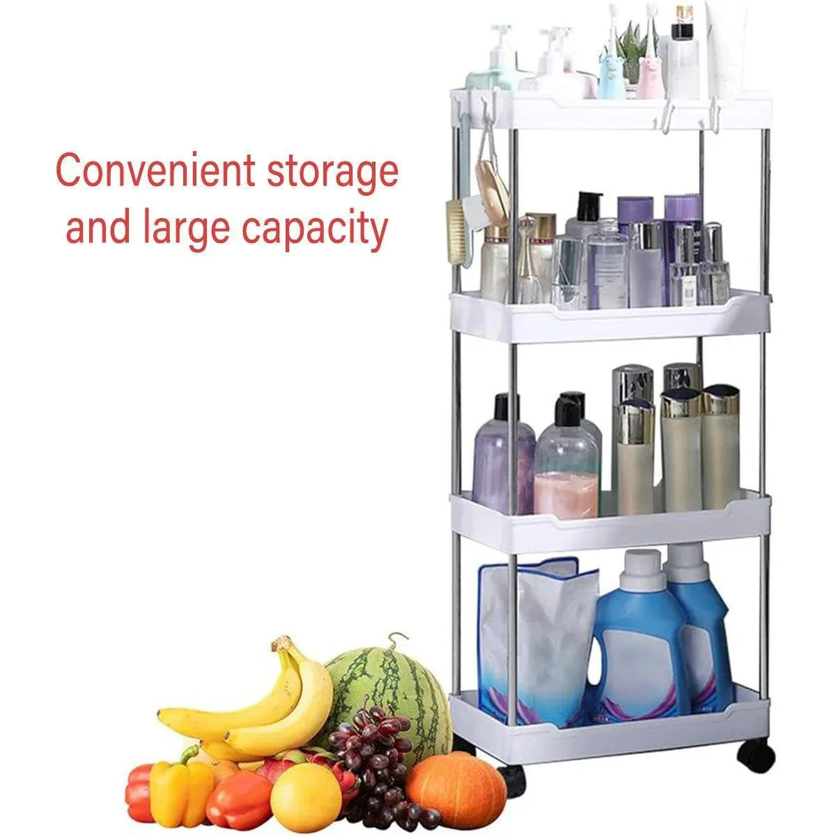 Multi Layer Rolling Storage Cart Kitchen Bathroom Organizer Shelf with Wheels - 4-Black - Mekamart Australia