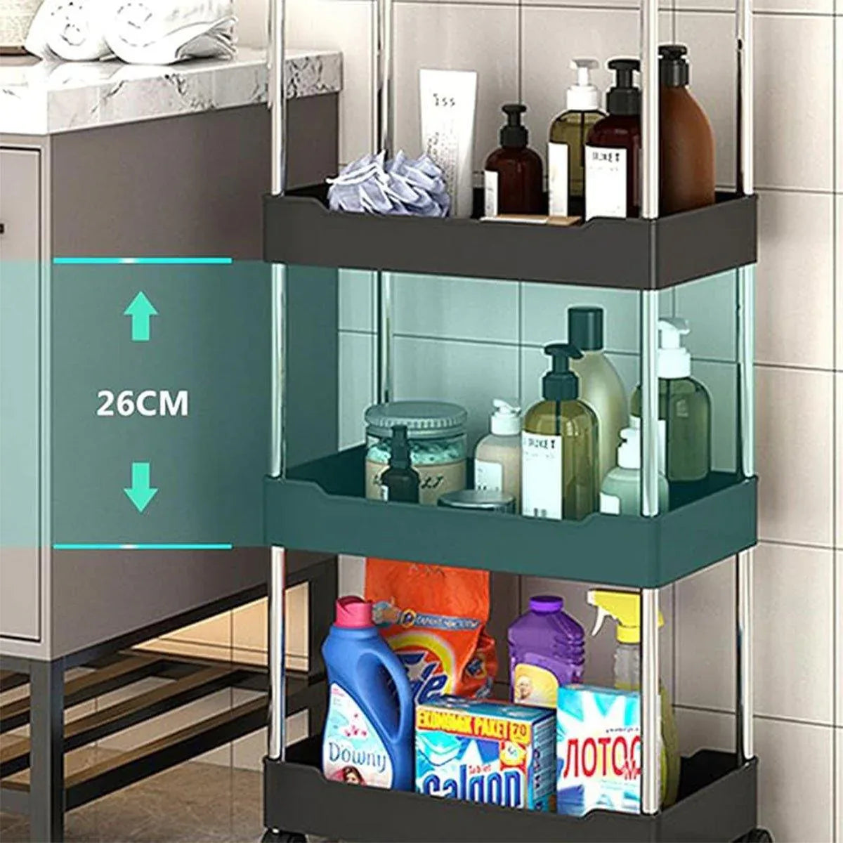 Multi Layer Rolling Storage Cart Kitchen Bathroom Organizer Shelf with Wheels - 4-Black - Mekamart Australia
