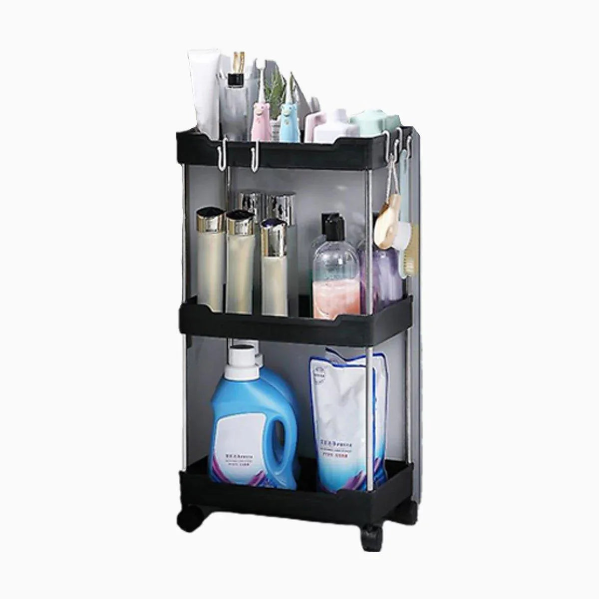 Multi Layer Rolling Storage Cart Kitchen Bathroom Organizer Shelf with Wheels - 4-Black - Mekamart Australia