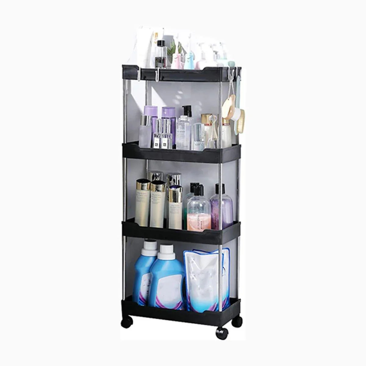 Multi Layer Rolling Storage Cart Kitchen Bathroom Organizer Shelf with Wheels - 4-Black - Mekamart Australia