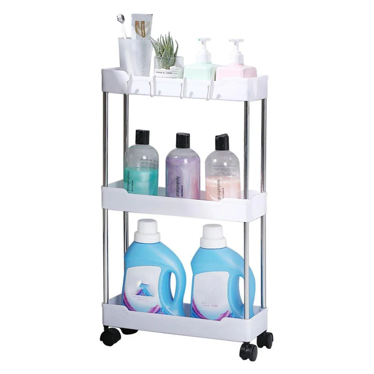 Multi Layer Rolling Storage Cart Kitchen Bathroom Organizer Shelf with Wheels - 4-White - Mekamart Australia