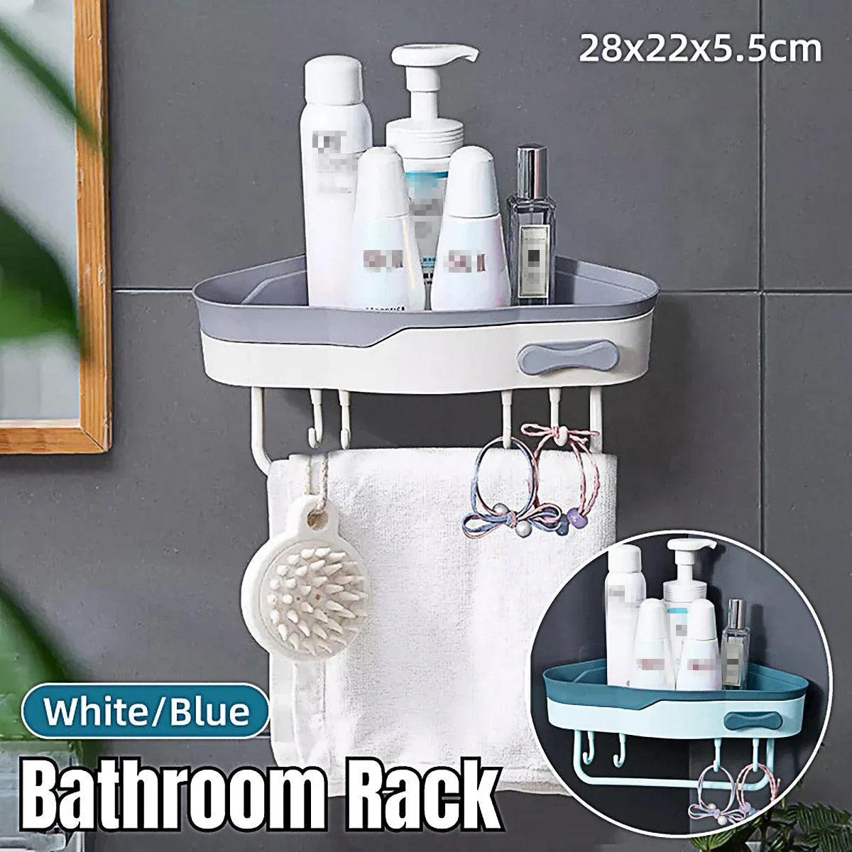 Bathroom Corner Shower Shelf Shampoo Soap Caddy Holder Rack Storage Organiser - White - Mekamart Australia