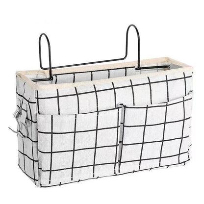 Hanging Bedside Storage Caddy with Pockets for Bunk Bed Dorm Couch Organizing - White