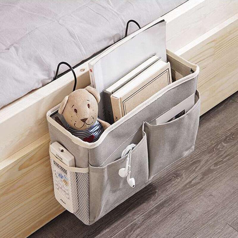 Hanging Bedside Storage Caddy with Pockets for Bunk Bed Dorm Couch Organizing - Fresh Green