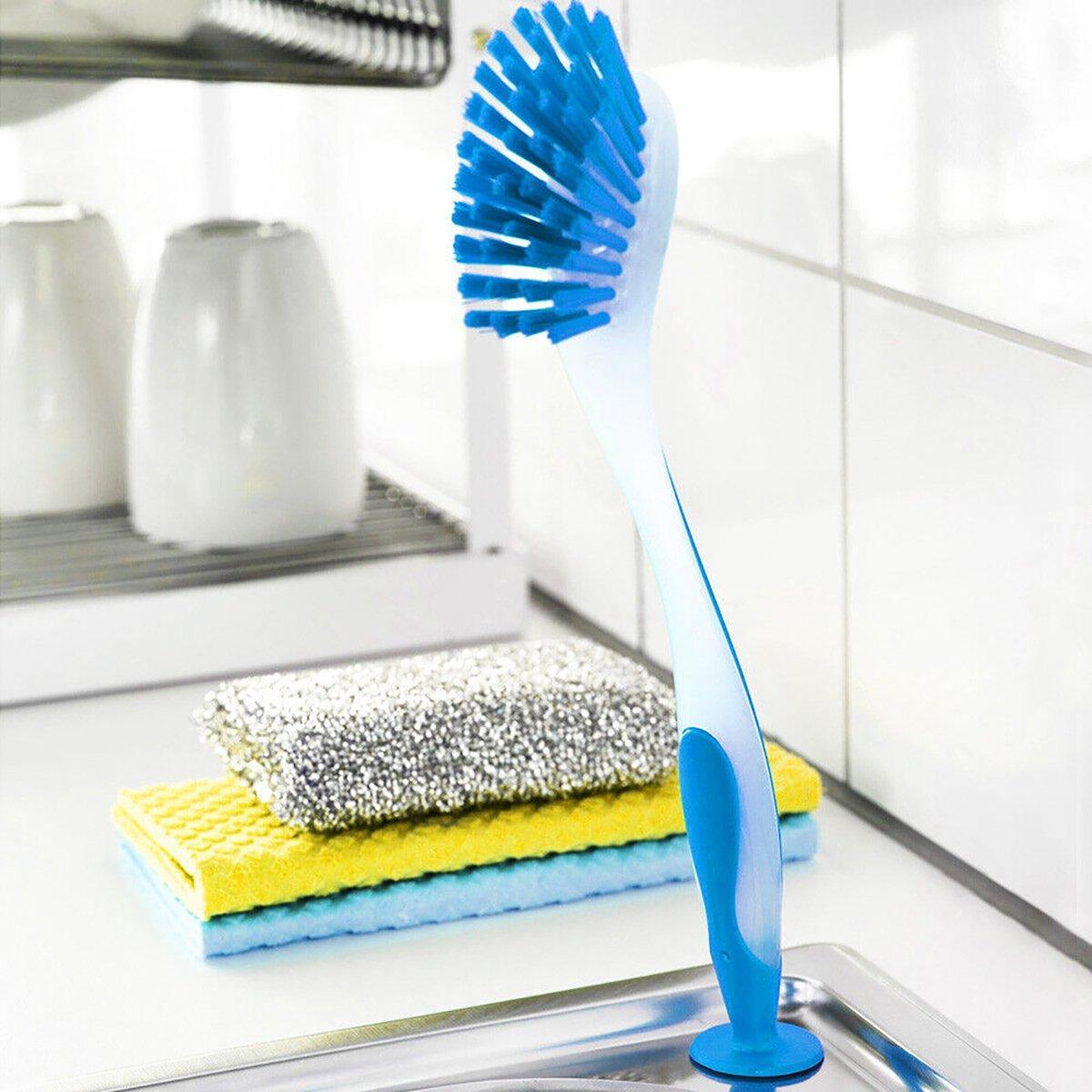 Multi Functional Long Handle Cleaning Brush Vertical Suction Kitchen Brush - Yellow