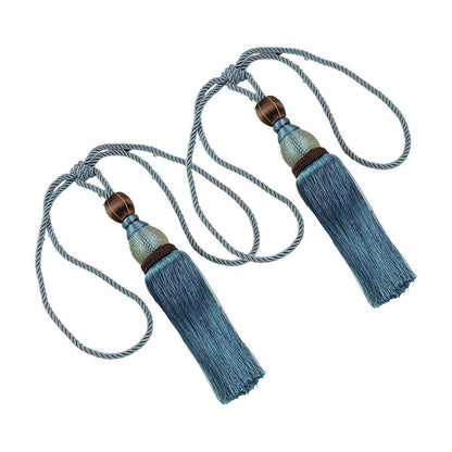 1pair Curtain Tiebacks Hanging Balls Tassel Rope Decorative Curtain Holders - Purple