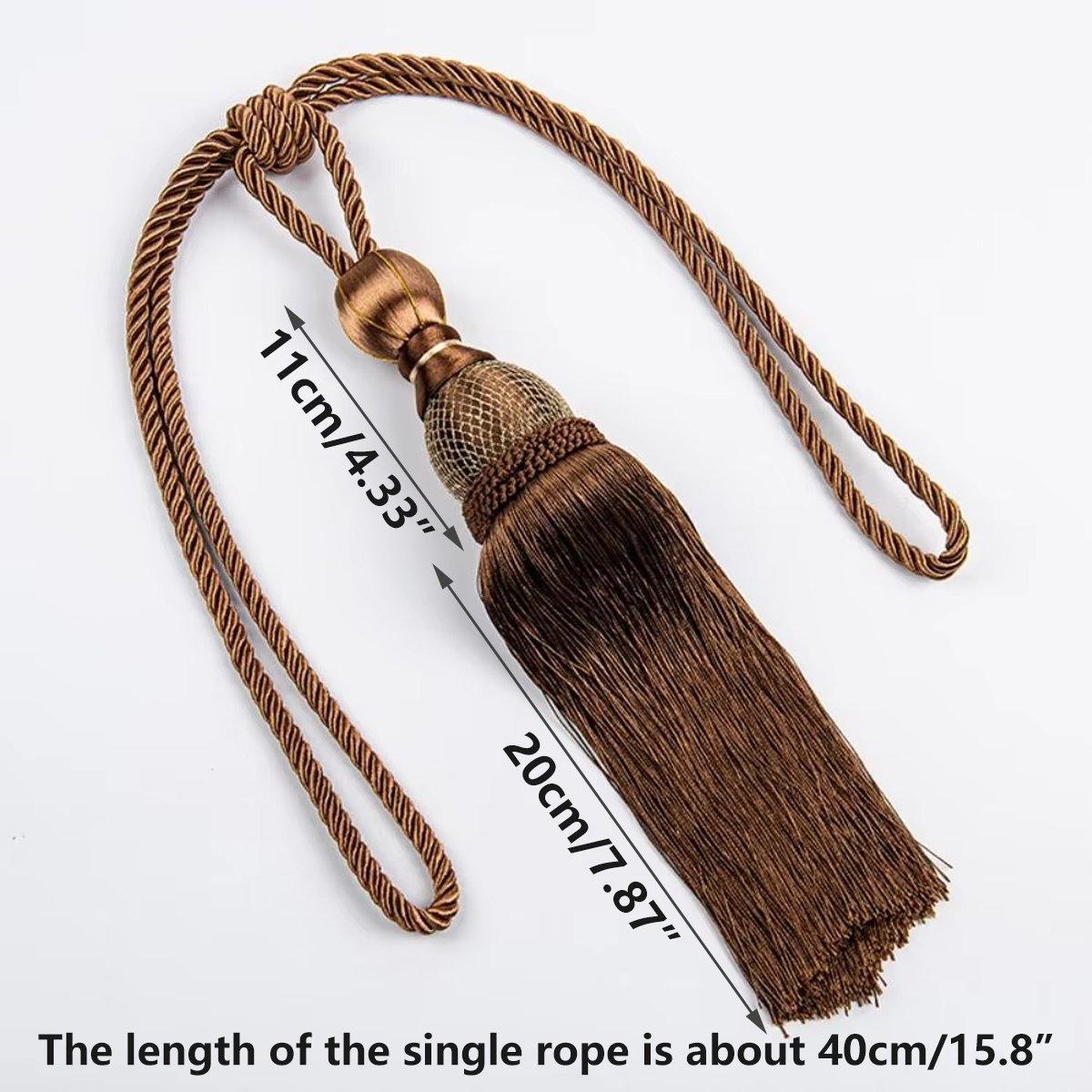 1pair Curtain Tiebacks Hanging Balls Tassel Rope Decorative Curtain Holders - Mauve Pink