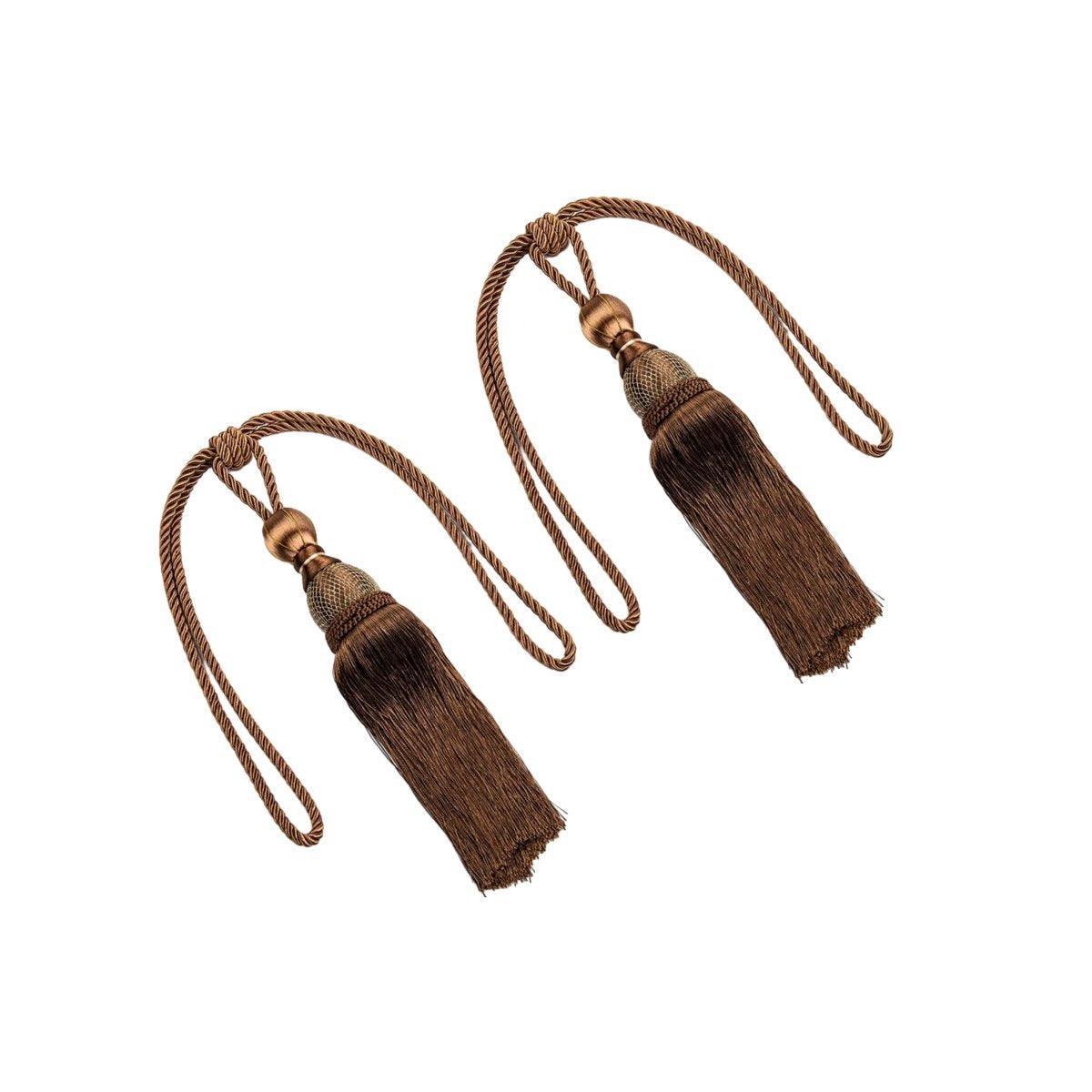 1pair Curtain Tiebacks Hanging Balls Tassel Rope Decorative Curtain Holders - Mauve Pink