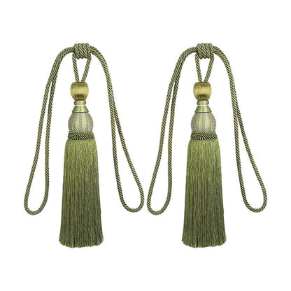 1pair Curtain Tiebacks Hanging Balls Tassel Rope Decorative Curtain Holders - Mauve Pink