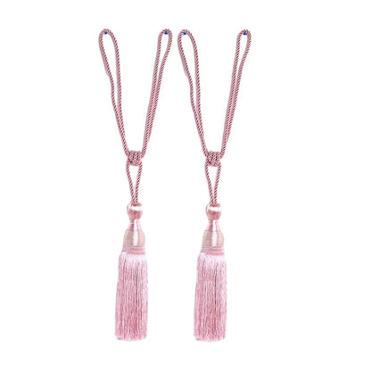 1pair Curtain Tiebacks Hanging Balls Tassel Rope Decorative Curtain Holders - Mauve Pink