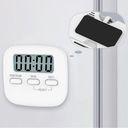 Digital Kitchen Timer 99 Minute Countdown Clock With LCD Display and Metal Mount - White