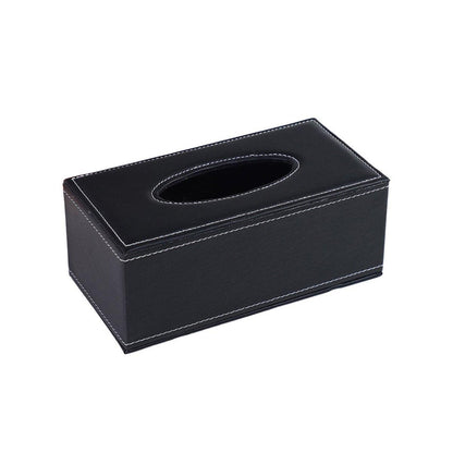 High-End PU Leather Tissue Box Holder for Hotel Home Office Decor Elegant Design - Black Buttons