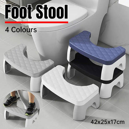 Toilet Stool Anti-Slip Bathroom Footstool for Home Use with Stable Support Design - White