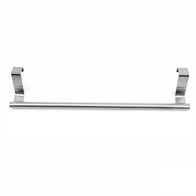 Stainless Steel Over Door Towel Rack Cupboard Hanging Rail for Kitchen Bathroom - 36CM
