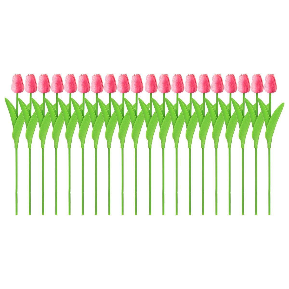 20PCS Real Touch Artificial Tulip Bouquet Fake Flowers for Home Wedding Decor - Pink