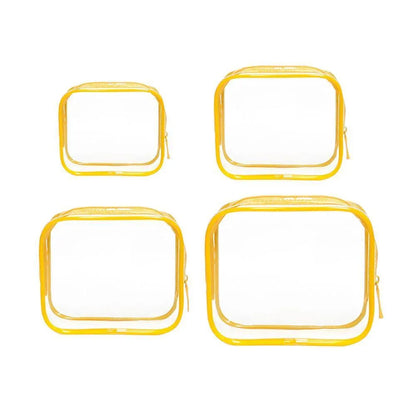 4pcs Durable PVC Cosmetic Bags Easy to Clean Multiple Sizes and Colours 9 Shades - 4pcs-Banana - Mekamart Australia