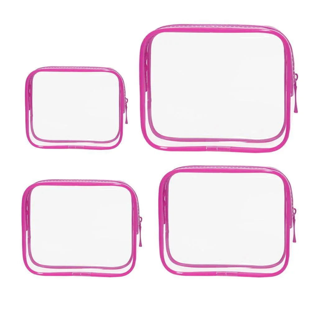 4pcs Durable PVC Cosmetic Bags Easy to Clean Multiple Sizes and Colours 9 Shades - 4pcs-Banana - Mekamart Australia