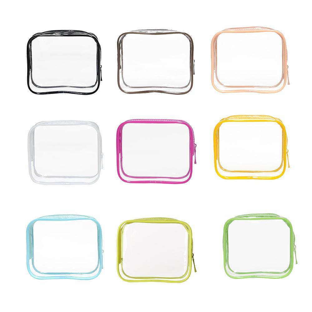 4pcs Durable PVC Cosmetic Bags Easy to Clean Multiple Sizes and Colours 9 Shades - 4pcs-Black