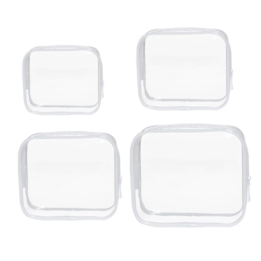 4pcs Durable PVC Cosmetic Bags Easy to Clean Multiple Sizes and Colours 9 Shades - 4pcs-Black