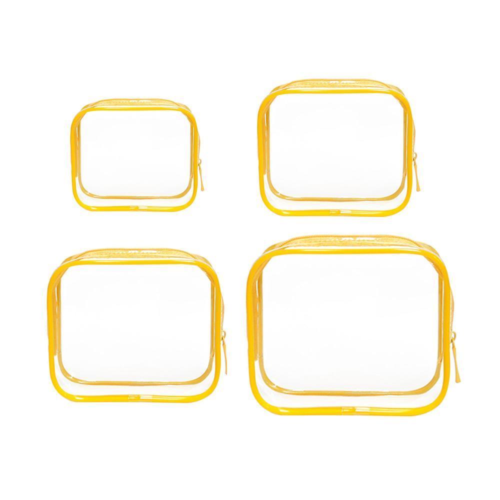 4pcs Durable PVC Cosmetic Bags Easy to Clean Multiple Sizes and Colours 9 Shades - 4pcs-Black