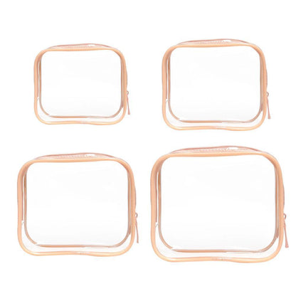 4pcs Durable PVC Cosmetic Bags Easy to Clean Multiple Sizes and Colours 9 Shades - 4pcs-Black