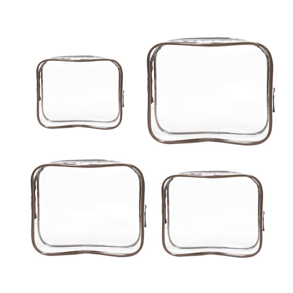 4pcs Durable PVC Cosmetic Bags Easy to Clean Multiple Sizes and Colours 9 Shades - 4pcs-Blue