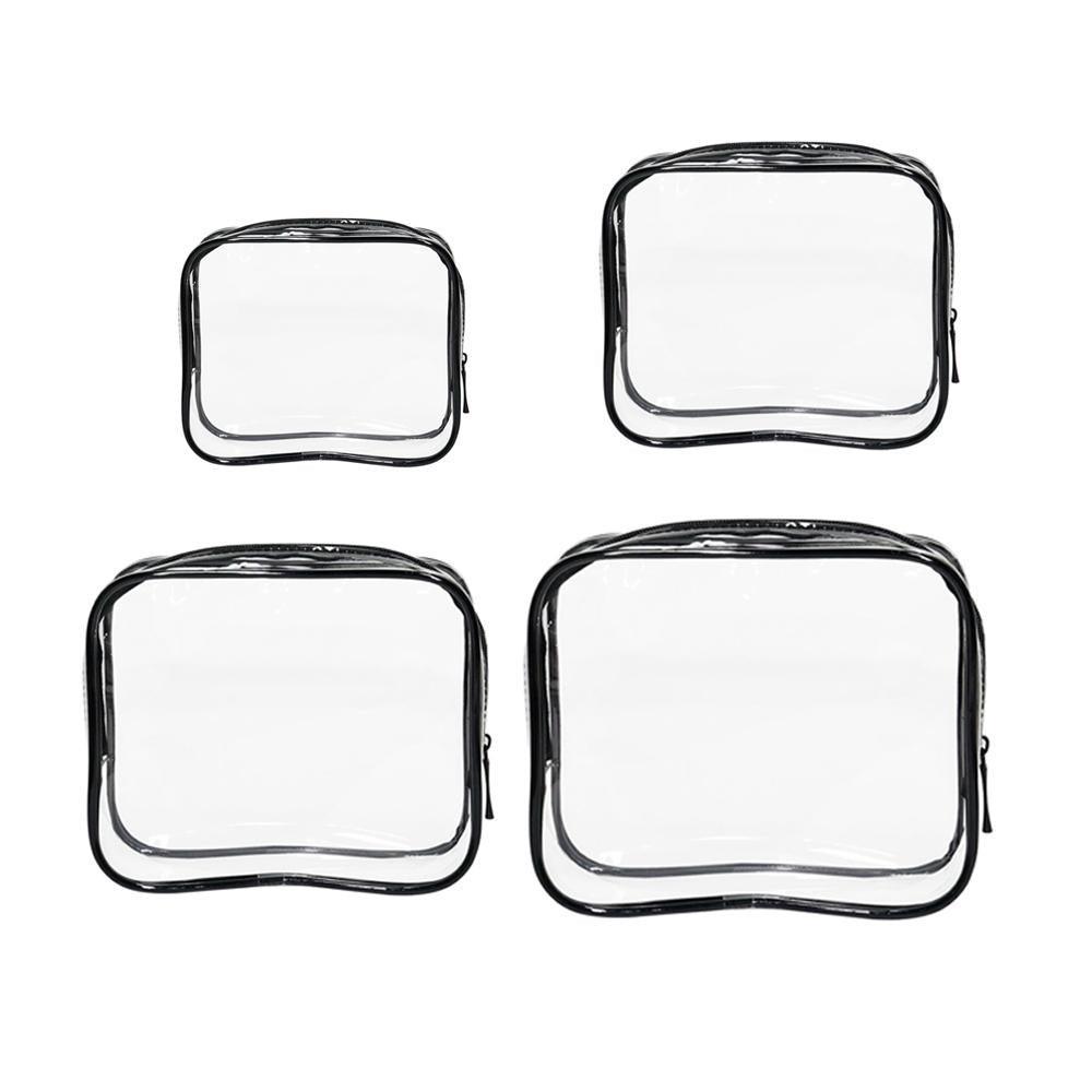 4pcs Durable PVC Cosmetic Bags Easy to Clean Multiple Sizes and Colours 9 Shades - 4pcs-Blue