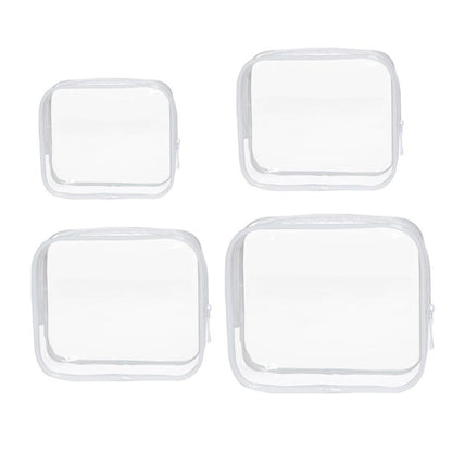 4pcs Durable PVC Cosmetic Bags Easy to Clean Multiple Sizes and Colours 9 Shades - 4pcs-Coffee