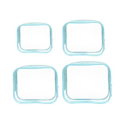 4pcs Durable PVC Cosmetic Bags Easy to Clean Multiple Sizes and Colours 9 Shades - 4pcs-Coffee