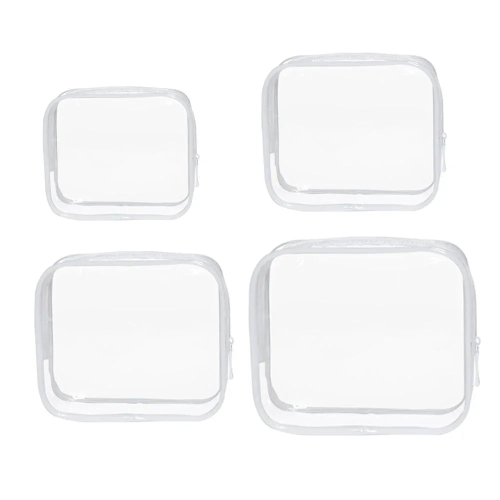 4pcs Durable PVC Cosmetic Bags Easy to Clean Multiple Sizes and Colours 9 Shades - 4pcs-Green - Mekamart Australia