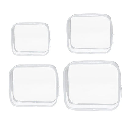 4pcs Durable PVC Cosmetic Bags Easy to Clean Multiple Sizes and Colours 9 Shades - 4pcs-Green - Mekamart Australia