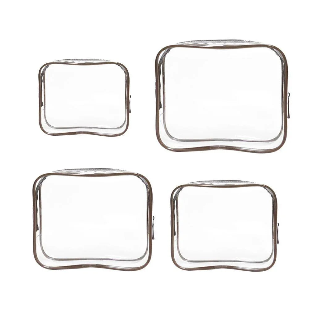 4pcs Durable PVC Cosmetic Bags Easy to Clean Multiple Sizes and Colours 9 Shades - 4pcs-Green - Mekamart Australia