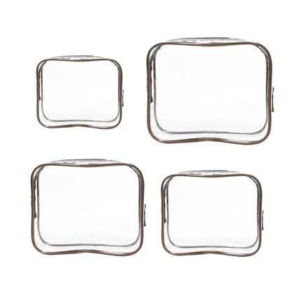 4pcs Durable PVC Cosmetic Bags Easy to Clean Multiple Sizes and Colours 9 Shades - 4pcs-Green - Mekamart Australia