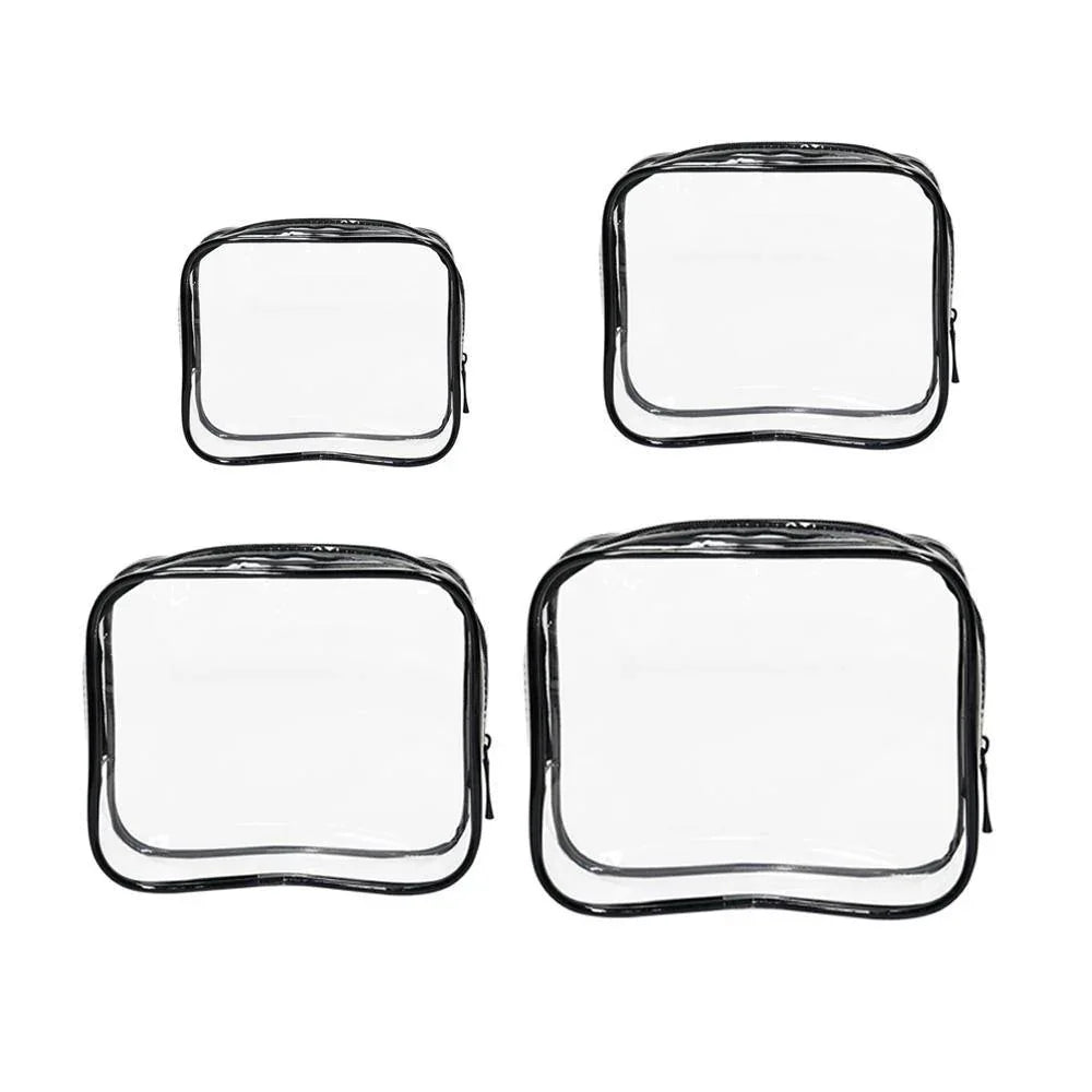 4pcs Durable PVC Cosmetic Bags Easy to Clean Multiple Sizes and Colours 9 Shades - 4pcs-Peach-Powder - Mekamart Australia