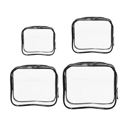 4pcs Durable PVC Cosmetic Bags Easy to Clean Multiple Sizes and Colours 9 Shades - 4pcs-Peach-Powder - Mekamart Australia