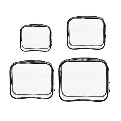 4pcs Durable PVC Cosmetic Bags Easy to Clean Multiple Sizes and Colours 9 Shades - 4pcs-White