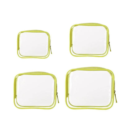 4pcs Durable PVC Cosmetic Bags Easy to Clean Multiple Sizes and Colours 9 Shades - 4pcs-Yellow - Mekamart Australia